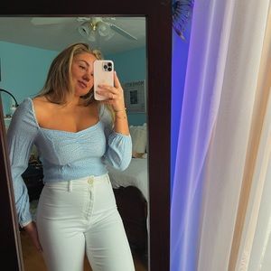 Blue H&M Puff sleeve top